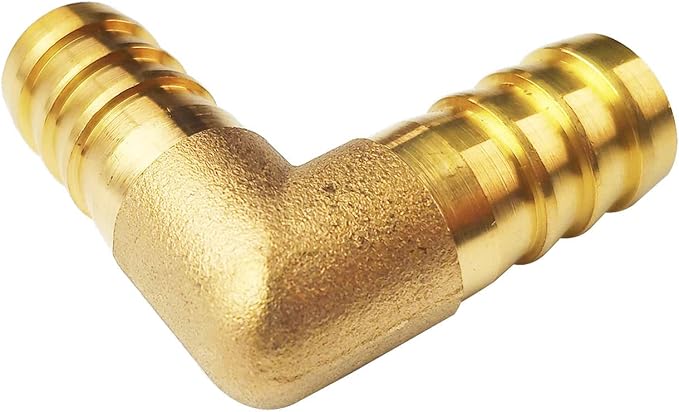 2PCs 5/8" Brass Hose Barb Fitting 90 Degree Elbow Barbed Splicer Mender Union Fitting with 4PCs Hose Clamp for Oil Water Air