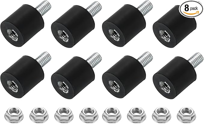 uxcell M3 Rubber Mounts, 8Pcs 8x8mm(DxH) Rubber Cylindrical Anti Vibration Isolator Shock Absorber with Lock Nut for Car Bobbin Generator Air Compressors