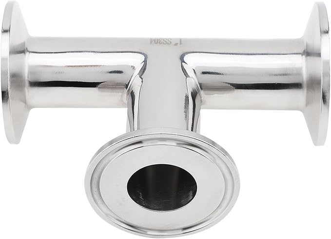 3-Way Tri-Clamp Tee Sanitary Fitting, 304 Stainless Steel, 1-inch OD (25 mm), Fits 1.5-inch Tri Clamp