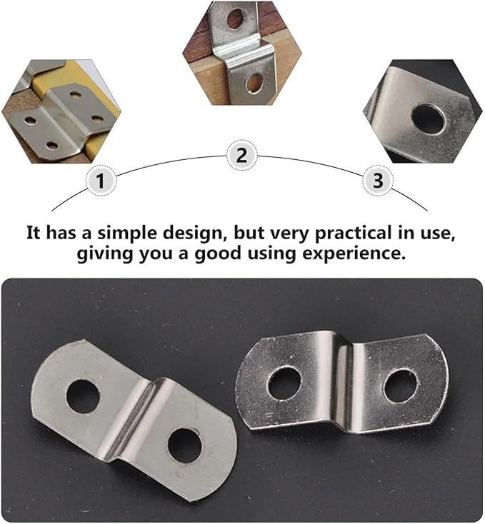 120 Pcs Stainless Steel Fixed Clips - Corner Brackets & Connectors for Photo Frames, Mirrors & Cabinets