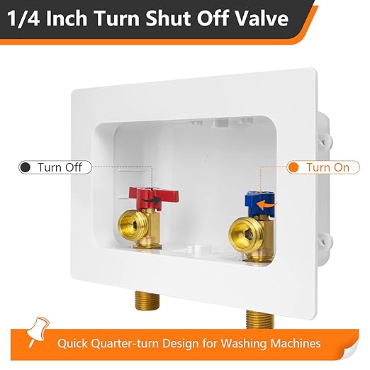 HeSun Washing Machine (Laundry) Outlet Box, 1/2 Inch MIP(Sweat) Inlet x 3/4 Inch MHT Outlet, Pex Washer Box with Center Double Drain, Regular