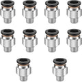 10 Pcs Push-to-Connect Fittings 3/8 Inch Tube OD x 1/8 Inch NPT Thread Pneumatic Male Straight Quick Connect Air line fittings
