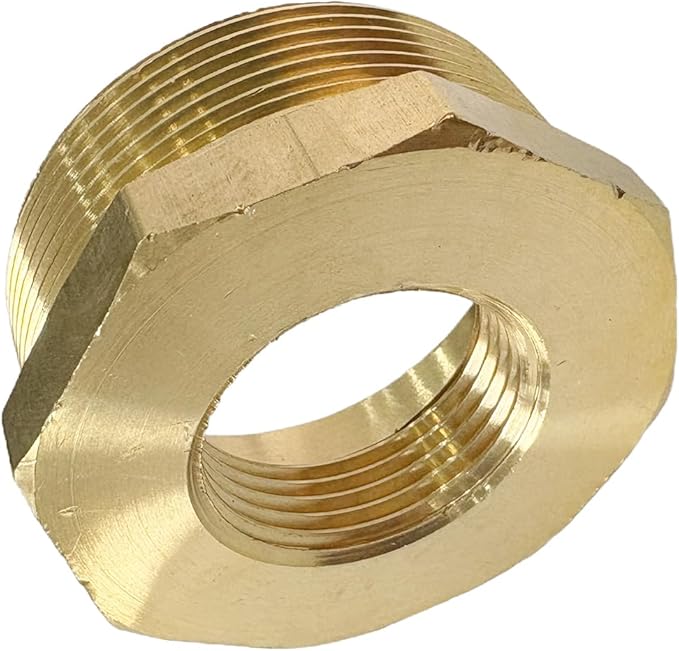 2" NPT Male x 1" NPT Female Brass Reducer Hex Bushing Threaded Pipe Fitting Reducing Adapter Pack of 1