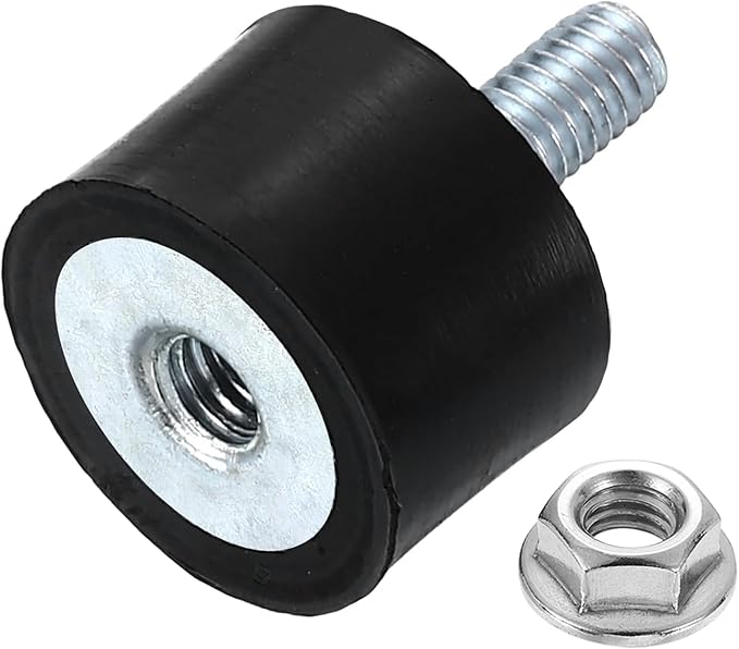 uxcell M4 Rubber Mounts, 1Pcs 15x10mm(DxH) Rubber Cylindrical Anti Vibration Isolator Shock Absorber with Lock Nut for Car Bobbin Generator Air Compressors