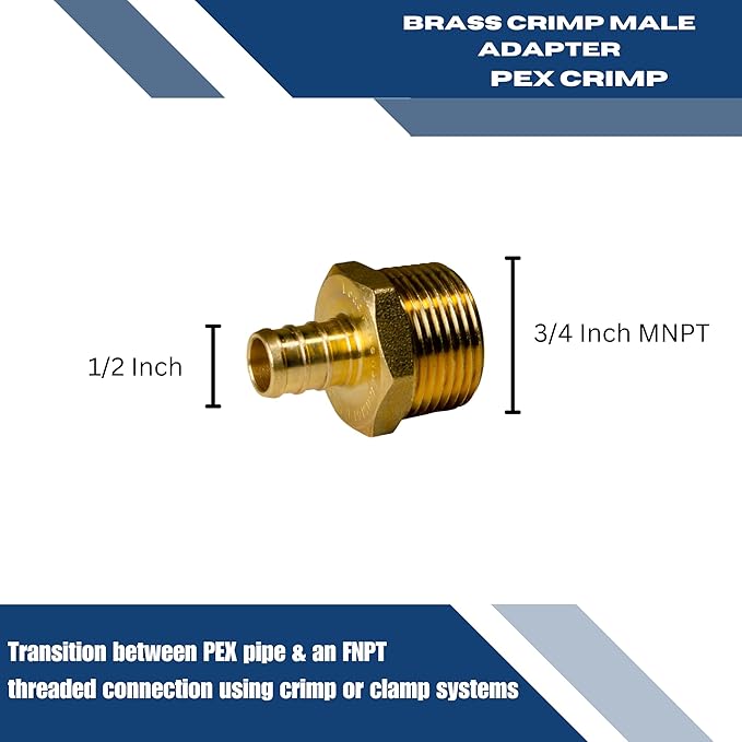 XFITTING 1/2 inch Pex x 3/4 inch Male NPT Adapter, 24-4-4=5X, 5 Pieces