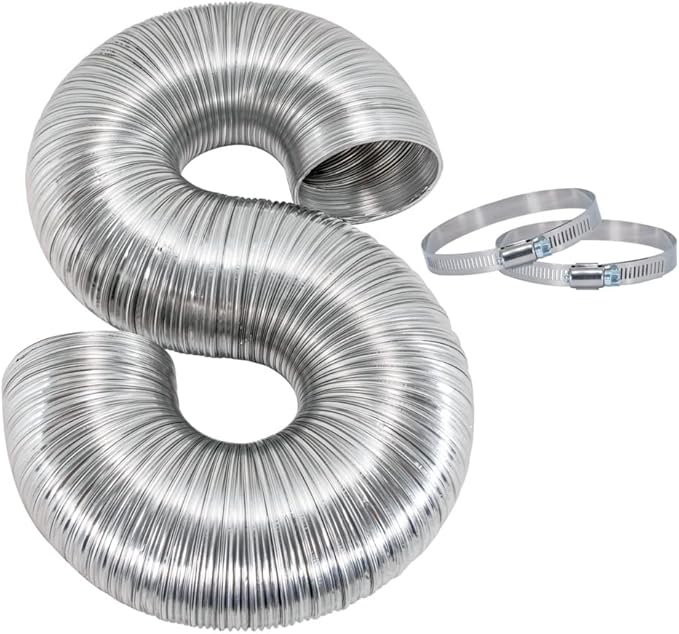 Eastman 8 Foot ArmorFlex Dryer Vent, Flexible Aluminum Duct with Clamps, Semi-Rigid, 69028