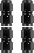 6AN Female to 6AN Female Straight Swivel Coupler Fitting Adapter 9/16-18UNF Thread Aluminium Anodized Black 4PCS