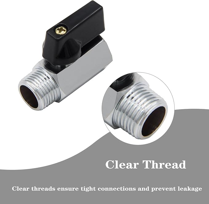 Brass Mini Ball Valve 3/8" NPT Female x Male Thread Shut Off Valve Chrome Plated (Pack of 4)