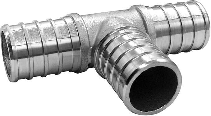 3/4 Inch Stainless Steel PEX Tee Crimp Fitting for PEX Pipe (Pack of 3)