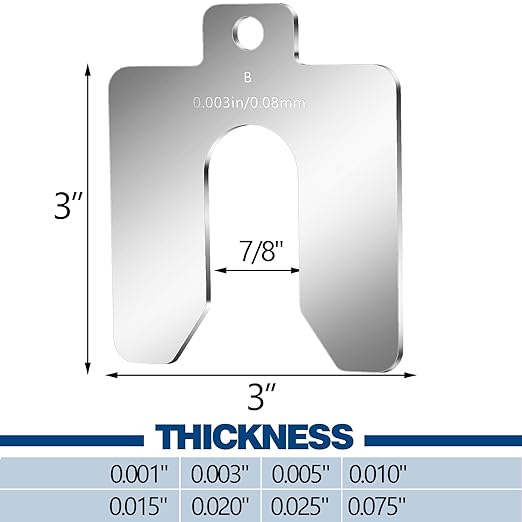 Shimeyao 80 Pcs Size B 3" x 3" Stainless Steel Slotted Shims Kit Metal Shims Stock for Leveling Assortment with Storage Box for Machinist Motor Door Shop Kit Replacement Pack
