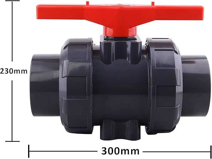 DERNORD PVC True Union Ball Valve with Full Port, EPDM O-Rings, and Reversible PTFE Seats,Rated at 200 PSI (3 inch Socket)