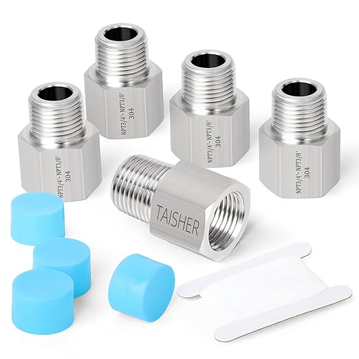 TAISHER 5PCS Forging of 304 Stainless Steel Pipe Fitting, Reducer Adapter, 3/8-Inch Male Pipe x 3/4-Inch Female Pipe