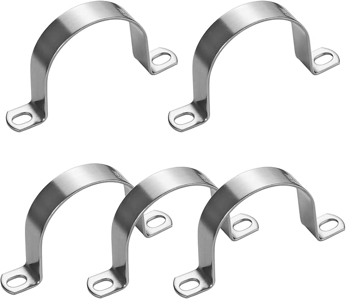 5 PCS 3 Inch（76mm） Heavy Duty U-Pipe Strap Clamp-2 Hole,Stainless Steel-304 Rigid U-Bracket Pipe Clamp Hanger Fastener ID3 Inch