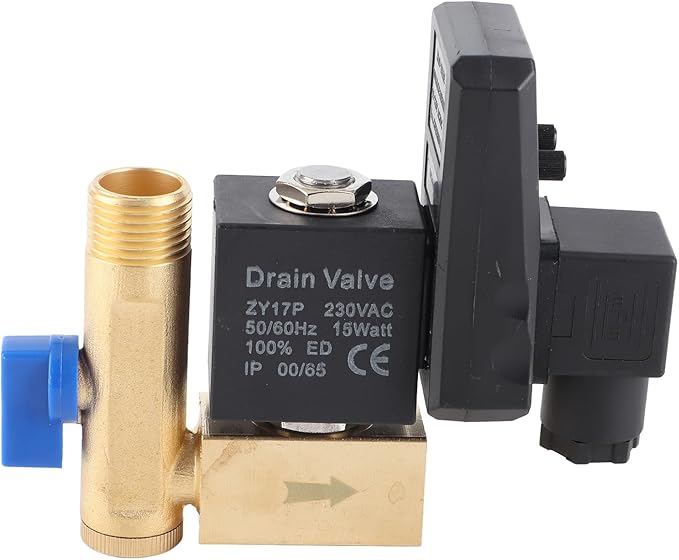 Automatic Drain Valve G1/2 DN15 Automatic Electronic Timed Drain Valve for Air Compressor Condensate Management (230V)