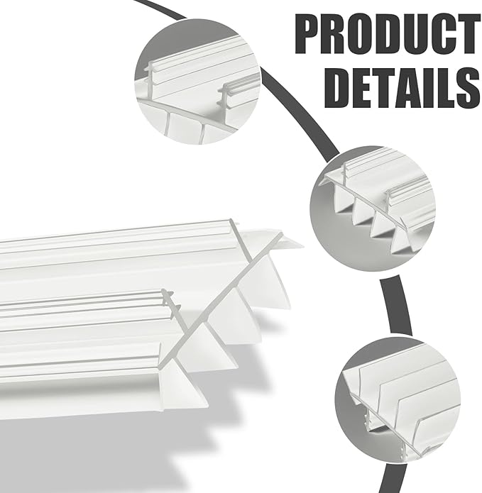 Replacement Door Bottom with Vinyl Fins 36" Long 1 3/4" Wide Threshold Seal Bottom of Door Weatherstrip Kerf Weather Stripping for 7/8" Between Barbs(2 Pcs,White)