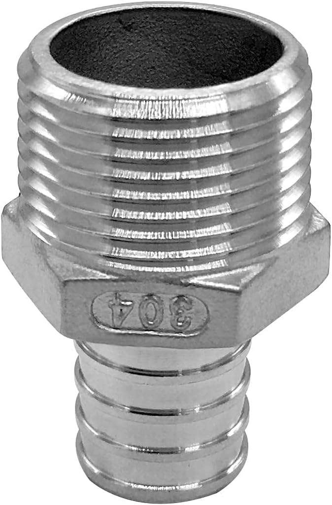 Barb Crimp PEX 1/2" x 1/2" NPT Male Threaded Fitting Stainless Steel Crimp Adapter 3PCS