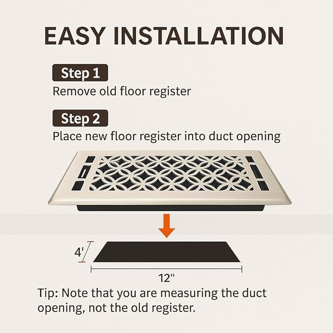 Floor Vent Covers 4x12 - Air Vent Covers, Heavy Duty Floor Vents for Home, Adjustable Airflow Register Vent Cover for Walls and Wood Flooring, Floor Register Cover Air Vents Satin Nickel Finish