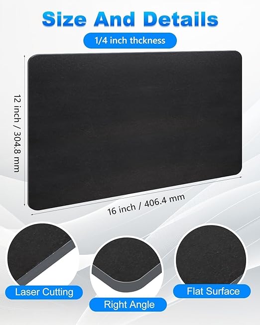 Rocaris 1/4 Inch A36 Steel Plate Hot Rolled, Steel Base Plate for Construction Boards, Structure Support, Weldable Square and Industrial (16" x 12", 1PC)