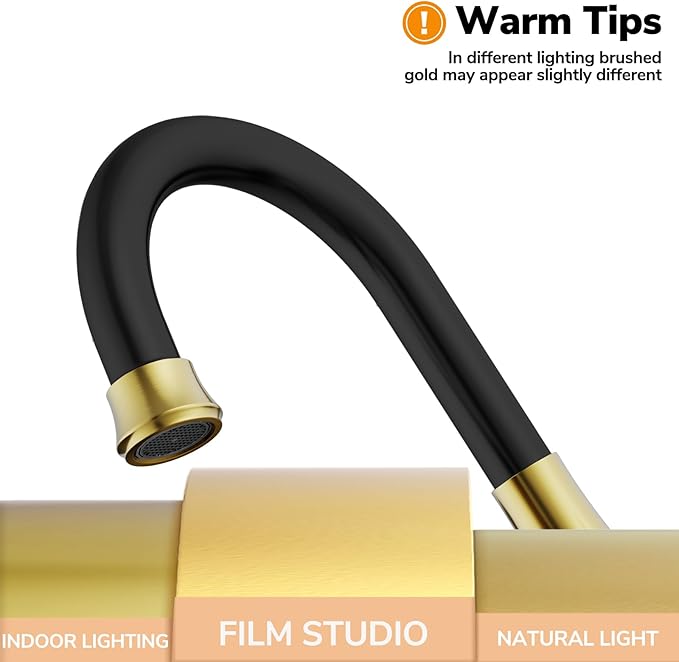 Bathroom Faucets for Sink 3 Hole, Hurran Black& Gold Bathroom Sink Faucet with Pop-up Drain and Supply Lines, Stainless Steel Lead-Free Widespread Faucet for Vanity RV Farmhouse Sink