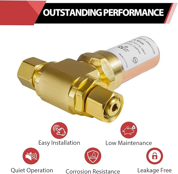 EFIELD MH-230-2-FM Tee Copper Water Hammer Arrestor, 3/8" OD Comp. X 3/8" OD for Dishwasher Connection Female Comp