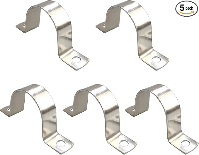4 1/2 Inch Pipe Strap 304 Stainless Steel Conduit Strap 2 Hole Heavy Duty Strap Clamp for Tube Pipe or Wire Cord Installation(114mm 5pcs)