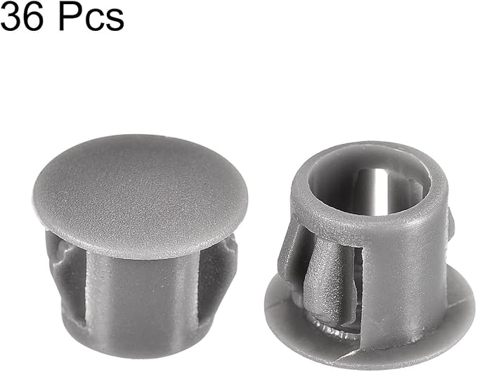 uxcell 3/8" Plastic Hole Plugs, 36Pcs Flush Type Panel Round Snap in Fastener Knockout Locking Plugs for Furniture Insert End Caps Panels, Gray