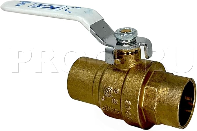 [10-Pack] PROCURU 1-Inch Sweat (CxC) Heavy Duty Brass Ball Valve, Full Port, 600 WOG, LF Certified Safe (3BC100-10P)