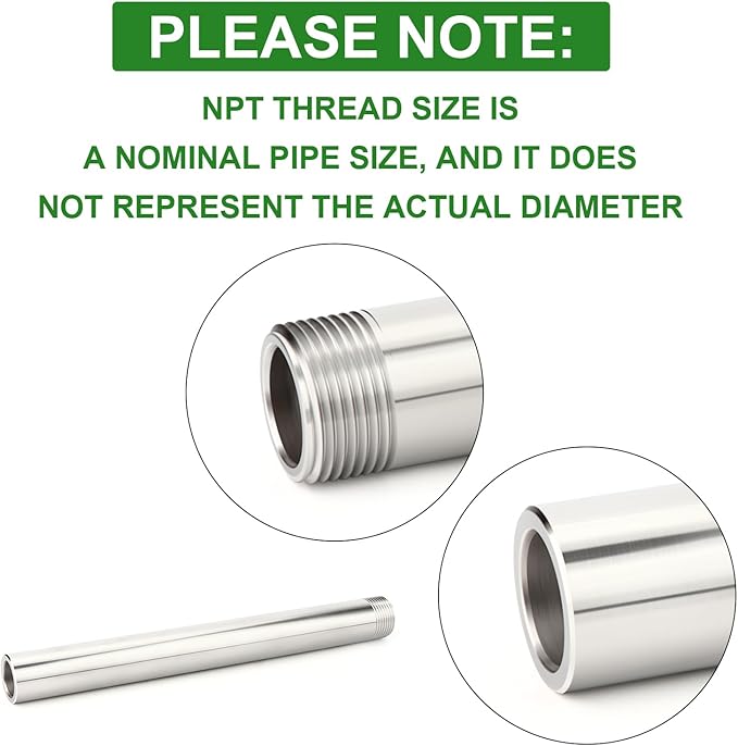 TAISHER 1PCS 304 Stainless Steel Pipe Fittings, 3/4" NPT Male Threaded, 16" Length Weld Nipple Cast Pipe