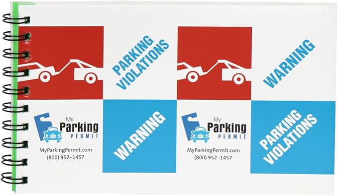 SmartSign Warning You are Illegally Parked Stickers | Book of 50 Labels with Liners, 5 x 8 inch, Tow Warning Parking Violation Sticker, Hard to Remove Write-On Tickets, Fluorescent Green