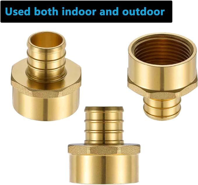 (10 Pack) Lidertik 3/4 PEX Fittings Female Adapter, 3/4" PEX F1807 to 3/4" NPT Female Threaded Adapter Brass