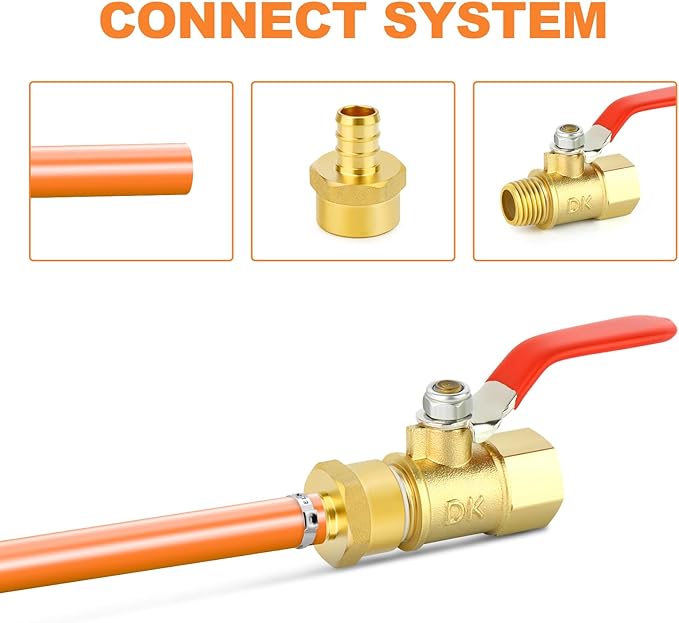 GASHER 6Pcs No Lead Brass 1/2" Pex Female Adapter, 1/2" Female NPT to 1/2" PEX Adapter for Pex Tubing