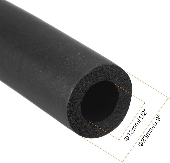 uxcell Foam Tubing for Handle Grip Support, Pipe Insulation Outside Pipe Lagging, 13mm(1/2") ID 23mm OD 1m Black