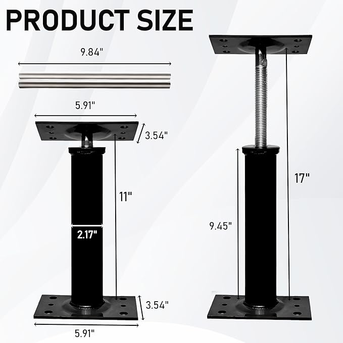 House Jacks for Leveling, 11"-17" Adjustable Jack Post Basement Floor Jack, Screw Floor Jack Post Supports Stabilizer Jacks for House Foundation, Stairs, Porches, Roof Beams