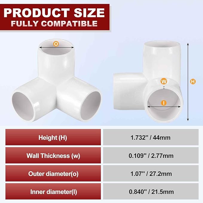 30Pcs 1/2" Elbow PVC Fitting, SCH40 3-Way Tee Furniture Grade PVC Pipe Fitting, DIY Corner Elbow Connector for Building Furniture, Greenhouse Frame Connection, Socket x Socket