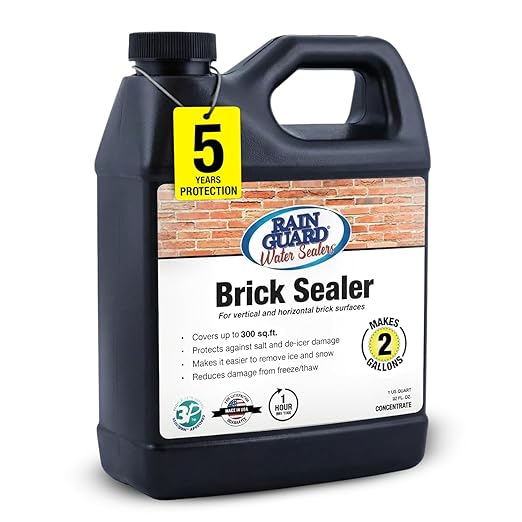 Rainguard Water Sealers Brick Sealer, Penetrating Protection Against Rain and Moisture Damage, for All Brick and Mortar Surfaces, Silane/Siloxane Waterproofer, Natural Finish, Makes 2 Gallons