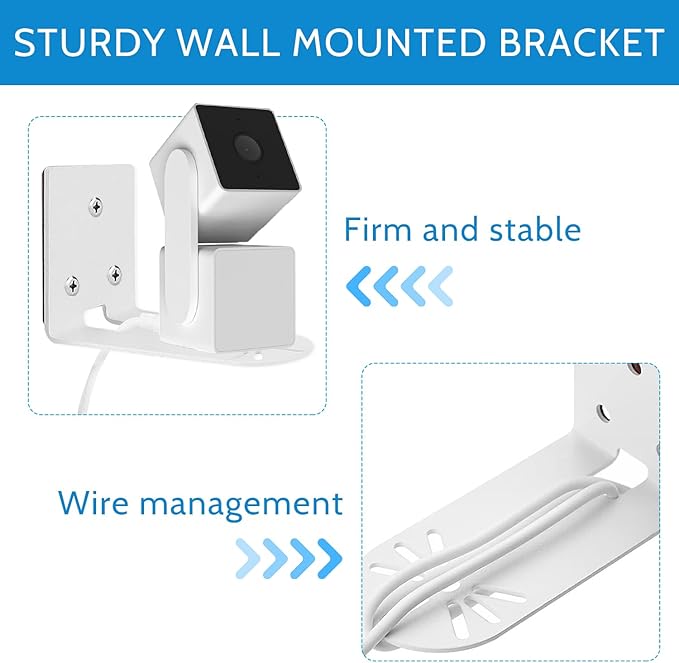 2Pack Adhesive Metal Wall Mount Bracket, Compatible with Wyze Cam Pan V3/V2, Google Nest Cam, Eufy Security Solo Indoor Cam E220/P24, Blink Mini Pan Tilt Cam, No Drilling VHB Stick On or Screw Install