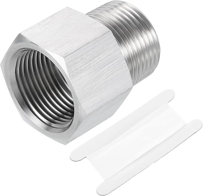 uxcell Pipe Fitting Reducing Adapter, 3/4" NPT Male x G3/4" Female 304 Stainless Steel Reducer Connectors for Water Oil Air Pressure Gauge, Silver