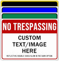 Custom No Trespassing Sign, Glow in the Dark/Reflective Option, 20''x15'' Personalized Large Aluminum Warning Signs, Customize for Business, Yard, Garden, School, Indoor/Outdoor Use