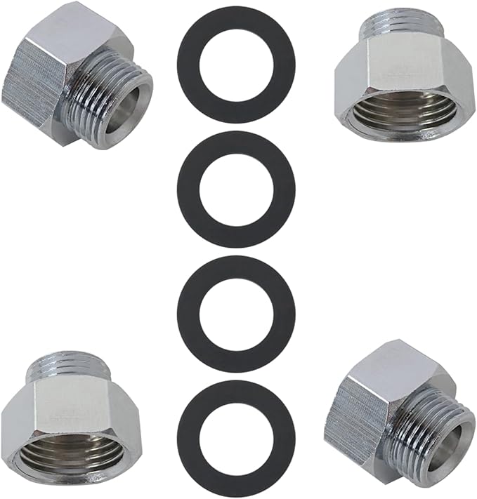 Heavy-Duty Stainless Steel Pipe Adapter 4-Pack, 1/2" Female to 3/8" Male