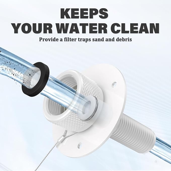 All Metal RV City Water Inlet with Check Valve RV Water Inlet -rv Water Fill Inlet Leak Proof & Universal Fit for RV Camper Motorhome Trailer Marine -White