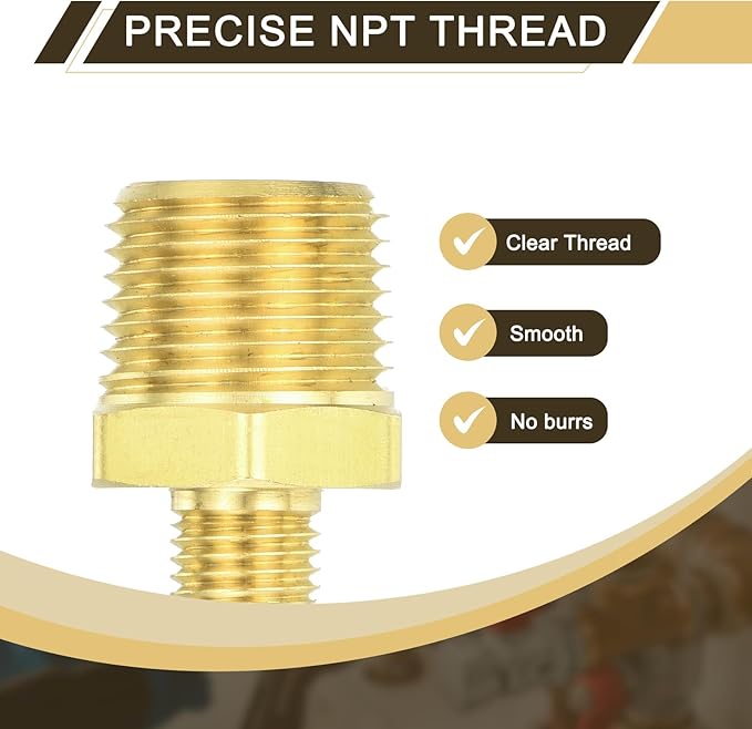 uxcell Brass Tube Fitting, 1/4O.D x 1/2NPT Brass Flared Pipe Adapter Fittings Reducing Nipples Connector, Half Union Gas Adapter for Pipe Connections, Hydraulics, Refrigeration