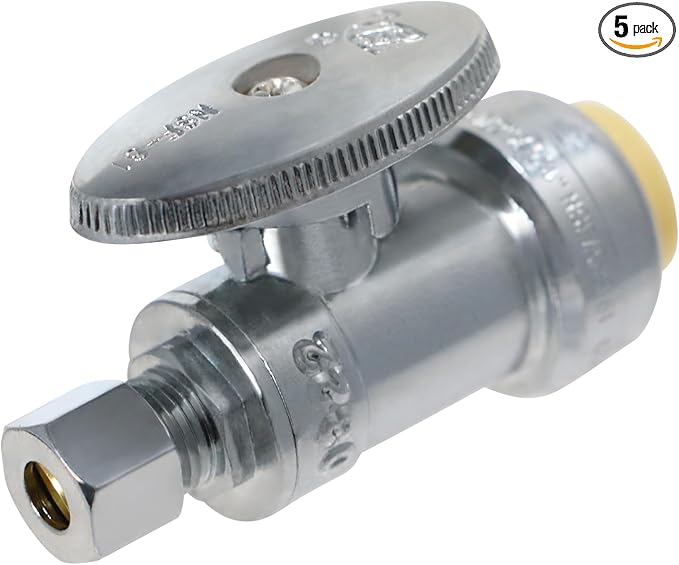 XFITTING OD Compression 1/4 Inch x 1/2 Inch Push Fit Valve, Push Fit Straight Valve, 30-1-6=5XX, 5 Pieces