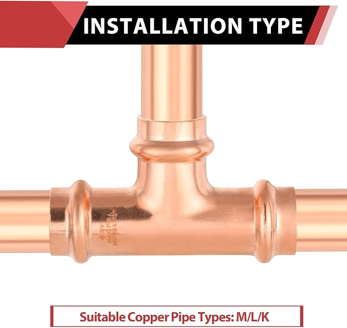 (Pack of 10) EFIELD 3/4" x 3/4" x 3/4" Copper Press Fit Tee Fitting For Copper Tube Connection, LBP Design,(PRESS016)