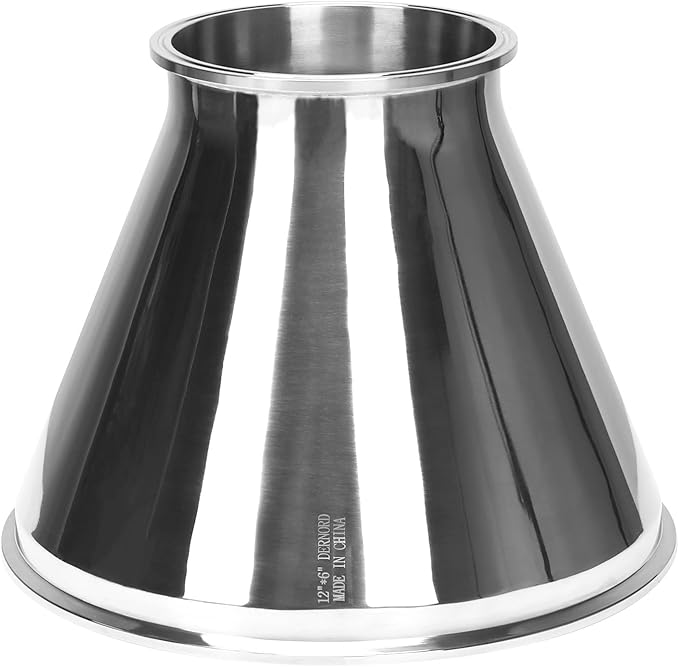 DERNORD Sanitary Fitting Reducer Fitting SUS304 Tri Clamp Ferrule Style 12" Tube OD to 6" Tube OD