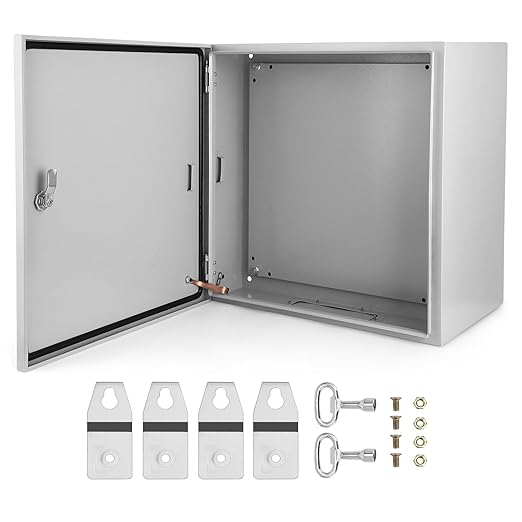 Garvee Outdoor Electrical Box, 24x24x12 Steel Junction Box, NEMA 4X Electrical Enclosure Box IP66 Waterproof & Dustproof, Universal Electrical Project Box with Lock & Mounting Plate
