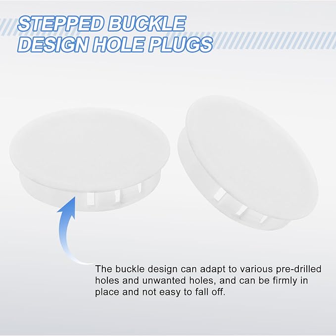 uxcell 10Pcs Plastic Hole Plugs, 50mm(2") Flush Type Panel Plugs, Round Snap Knockout Locking Plugs for Furniture Insert End Caps Panels, White