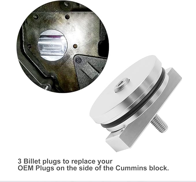 3PCS Billet Aluminum Freeze Plug Kit Replacement for Cummins Dodge Turbo Diesel 5.9L 12v/24v 1989-2007