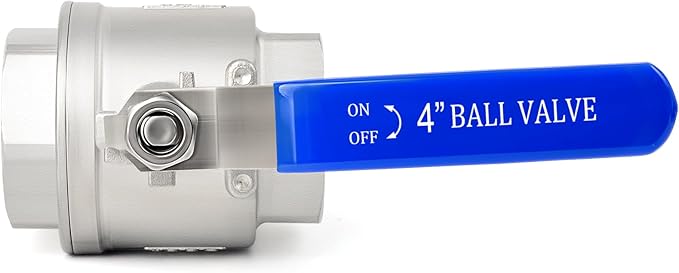 TAISHER 1PCS 4" FNPT Heavy Duty Full Porat Ball Valve 304 Stainless Steel with Blue Handles