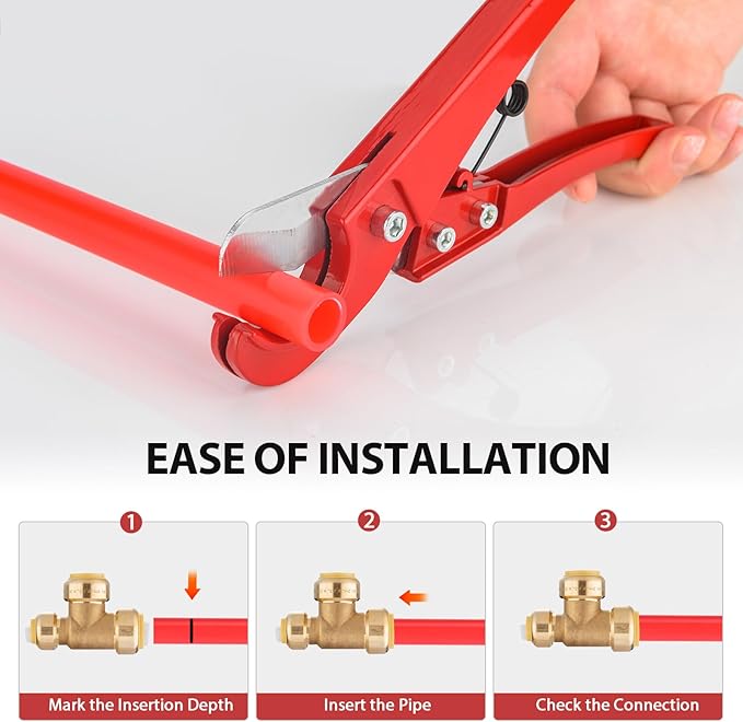 EFIELD Push-Fit Fitting 3/4" X1/2" X 3/4" Tee to Connect Pex, Copper, CPVC Pipe with Two Size Disconnect Tool Clips,(PF128)