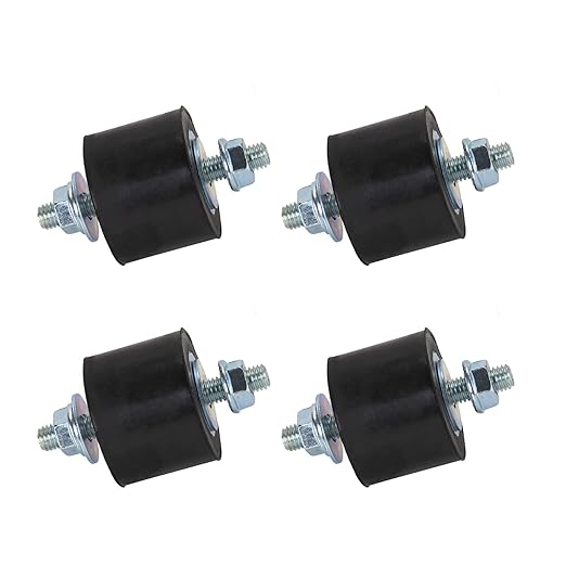 Rubber Studs Shock Absorber with Lock Nuts M8 40x30mm 4 Pack Anti Vibration Rubber Isolator Mounts Cylindrical Vibration Isolation Mount for Air Compressors, Garage Motor, Diesel Engines